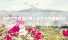 手机打字慢怎么办（手机打字慢有什么好办法）