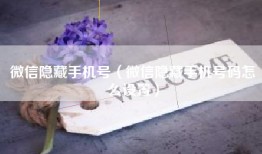 微信隐藏手机号（微信隐藏手机号码怎么设置）