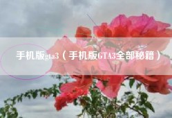手机版gta3（手机版GTA3全部秘籍）