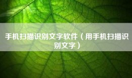手机扫描识别文字软件（用手机扫描识别文字）