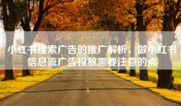 小红书搜索广告的推广解析，做小红书信息流广告投放需要注意的点