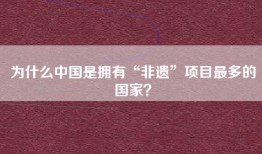 为什么中国是拥有“非遗”项目最多的国家?