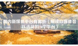 国内新媒体平台有哪些（解读自媒体可以选择的20个平台）