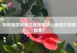 如何高效利用百度搜索风云榜进行信息检索？