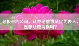 老板开的公司，让他老婆当法定代表人，是想让她背锅吗？
