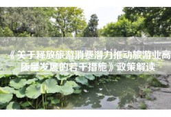 《关于释放旅游消费潜力推动旅游业高质量发展的若干措施》政策解读