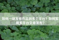 如何一键发布作品到多个平台？如何实现多平台文章发布？