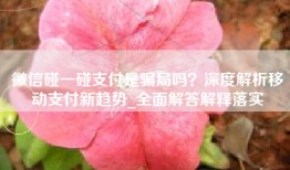 微信碰一碰支付是骗局吗？深度解析移动支付新趋势_全面解答解释落实