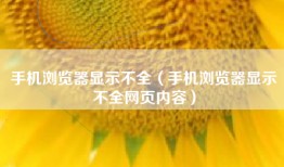 手机浏览器显示不全（手机浏览器显示不全网页内容）