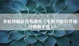 手机炒股软件有哪些（手机炒股软件排行榜前十名）