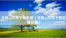 手机qq文件下载位置（手机qq文件下载位置在哪）