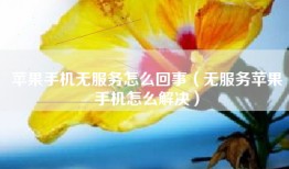 苹果手机无服务怎么回事（无服务苹果手机怎么解决）