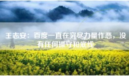王志安：百度一直在穷尽力量作恶，没有任何操守和底线