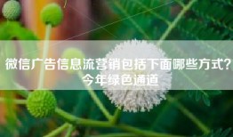 微信广告信息流营销包括下面哪些方式？ 今年绿色通道