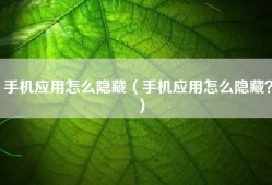 手机应用怎么隐藏（手机应用怎么隐藏？）