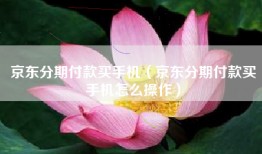 京东分期付款买手机（京东分期付款买手机怎么操作）
