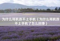 为什么耳机连不上手机（为什么耳机连不上手机了怎么回事）