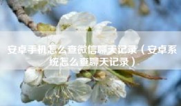 安卓手机怎么查微信聊天记录（安卓系统怎么查聊天记录）