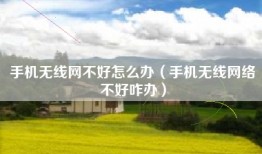 手机无线网不好怎么办(手机无线网络不好咋办)