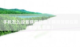 手机怎么设置横屏竖屏（横屏竖屏在哪里设置苹果）