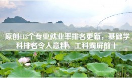 原创113个专业就业率排名更新，基础学科排名令人意料，工科霸屏前十