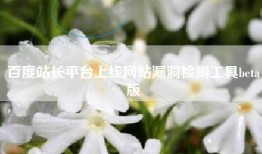 百度站长平台上线网站漏洞检测工具beta版