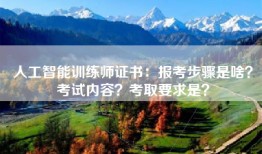 人工智能训练师证书：报考步骤是啥？考试内容？考取要求是？