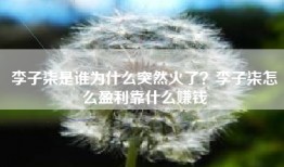 李子柒是谁为什么突然火了？李子柒怎么盈利靠什么赚钱