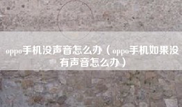 oppo手机没声音怎么办（oppo手机如果没有声音怎么办）