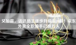 又加薪，达达员工逐步升级至20薪！京东外卖全职骑手已破万人