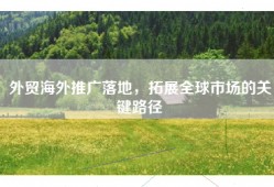 外贸海外推广落地，拓展全球市场的关键路径