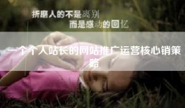 一个个人站长的网站推广运营核心销策略