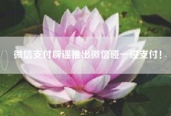 微信支付辟谣推出微信碰一碰支付！
