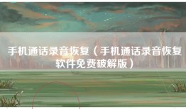 手机通话录音恢复（手机通话录音恢复软件免费破解版）