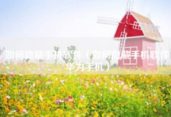 如何隐藏手机软件（如何隐藏手机软件华为手机）