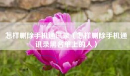怎样删除手机通讯录（怎样删除手机通讯录黑名单上的人）