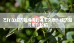 怎样在经济新闻周刊发表文章？经济新闻周刊投稿