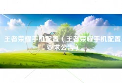 王者荣耀手机配置（王者荣耀手机配置要求公告）