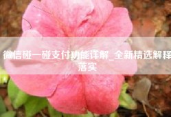 微信碰一碰支付功能详解_全新精选解释落实