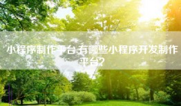小程序制作平台,有哪些小程序开发制作平台？