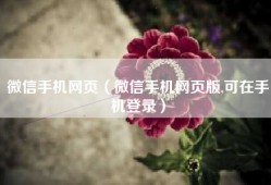 微信手机网页（微信手机网页版,可在手机登录）