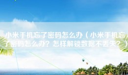 小米手机忘了密码怎么办（小米手机忘了密码怎么办？怎样解锁数据不丢失？）