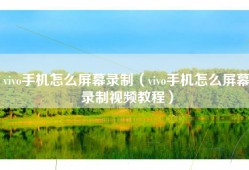 vivo手机怎么屏幕录制（vivo手机怎么屏幕录制视频教程）