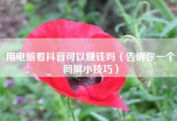 用电脑看抖音可以赚钱吗（告诉你一个同屏小技巧）