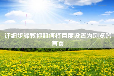详细步骤教你如何将百度设置为浏览器首页