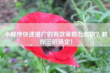 小程序快速推广的有效策略怎么做?教你三招搞定!