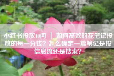 小红书投放10问 | 如何高效的花笔记投放的每一分钱?怎么确定一篇笔记是投信息流还是搜索?