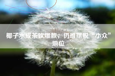 椰子水成茶饮爆款,仍难摆脱“小众”地位